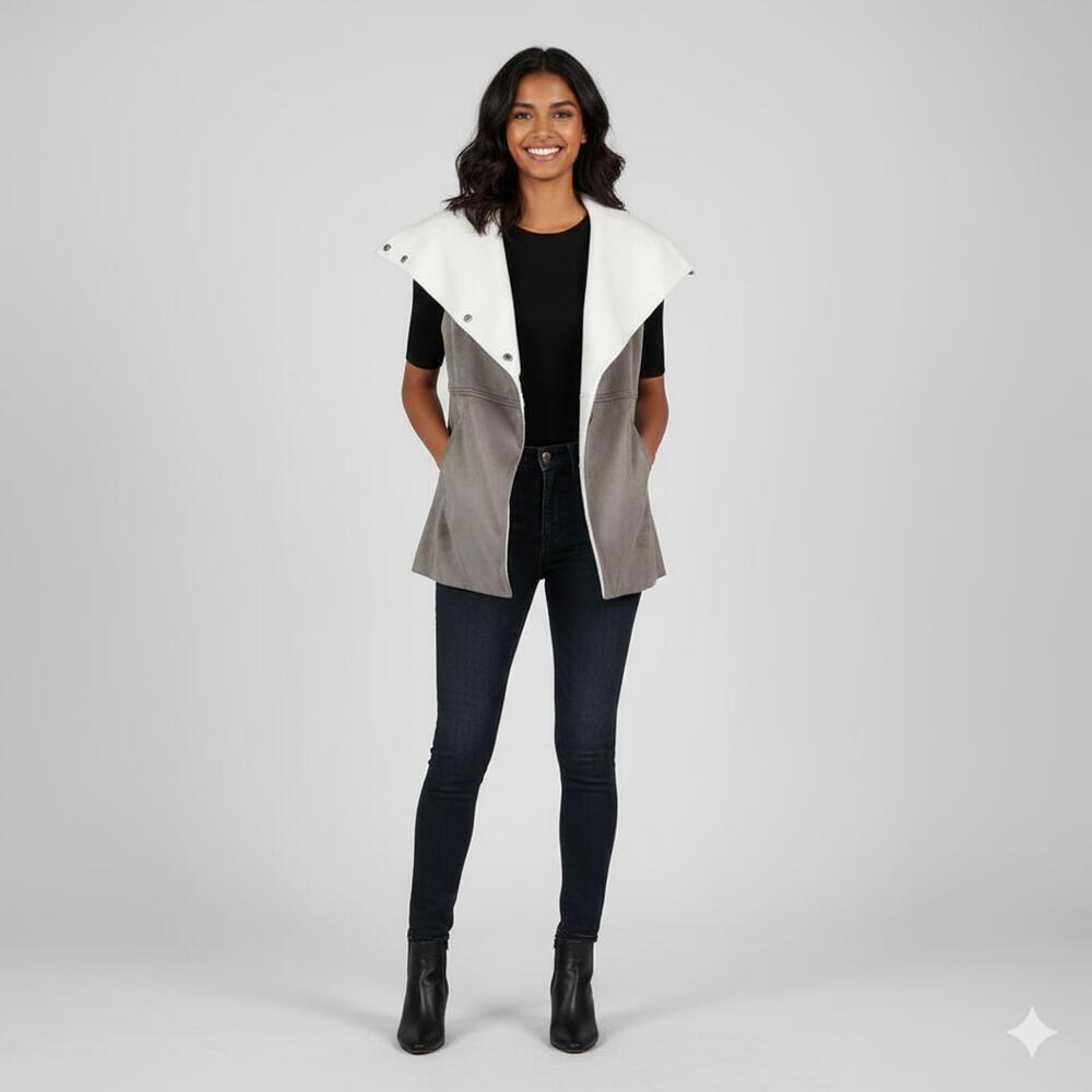 Stylish Two-Tone Faux Suede Women's Outerwear Jacket